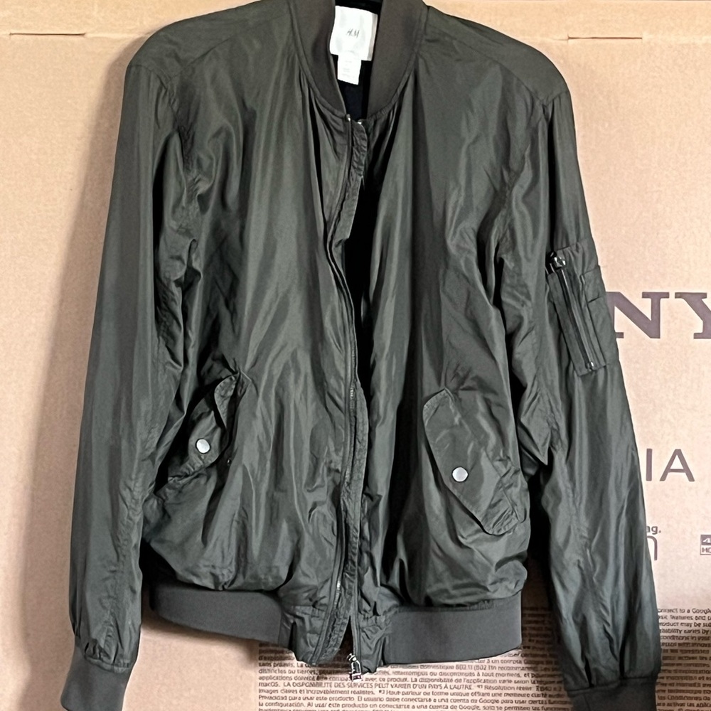 H&M men   Dark Olive Bomber Jacket